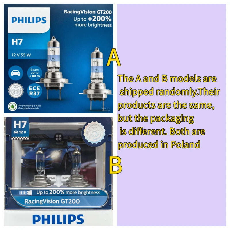Philips H7 H4 12V 55W Halogen Headlight Up to 150% 200% More Brightness Car Genuine Origin