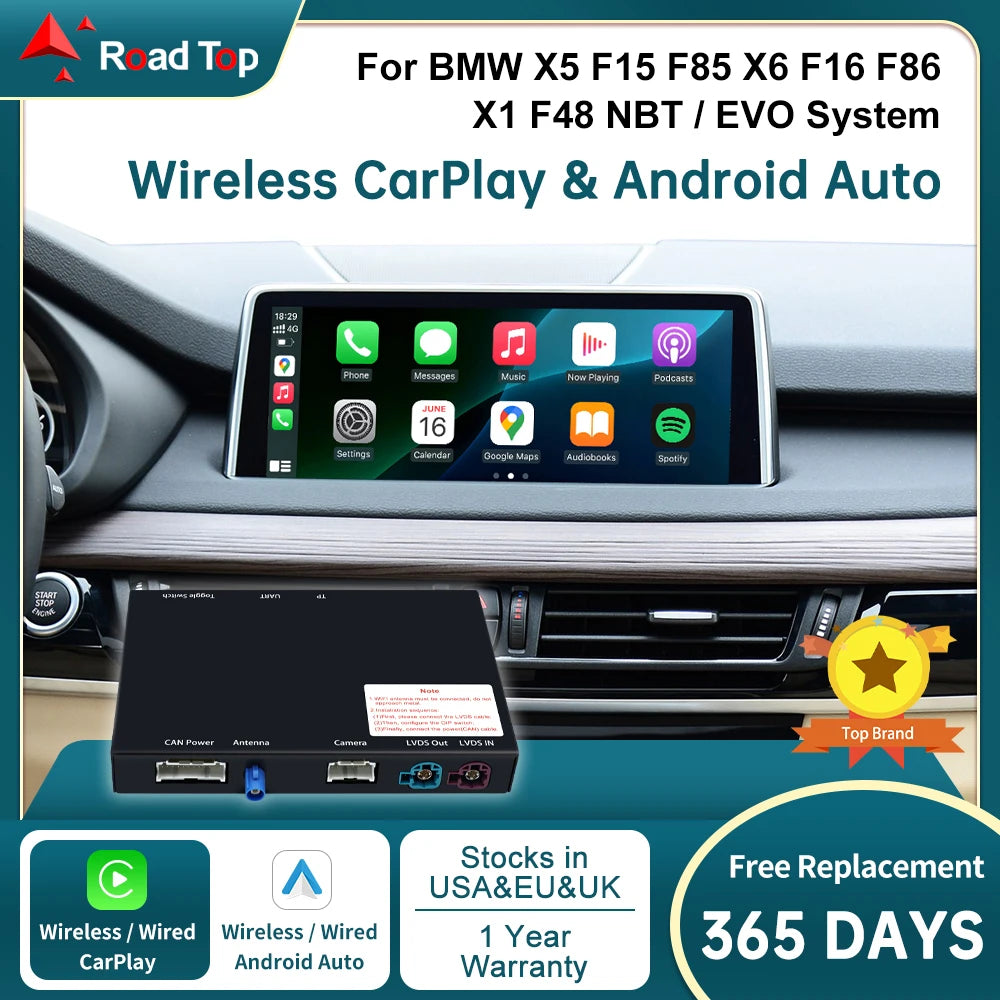CN Wireless CarPlay RoadTop for BMW X5 F15 F85 X6 F16 F86 2014-2020 X1 F48 2016-2020 with