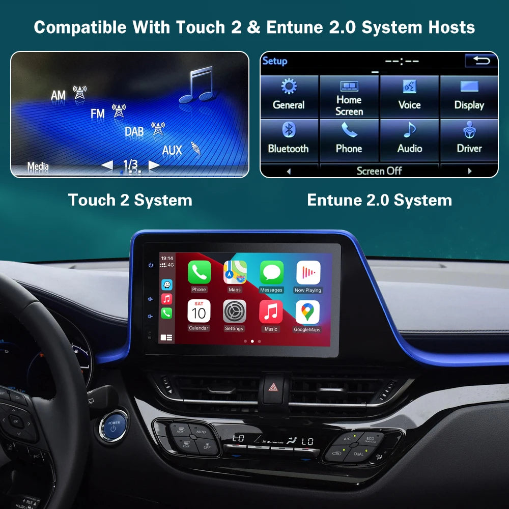 RoadTop Wireless CarPlay for TOYOTA Touch2 Entune2.0 RAV4 Sienna Tundra 2014-2019 with And