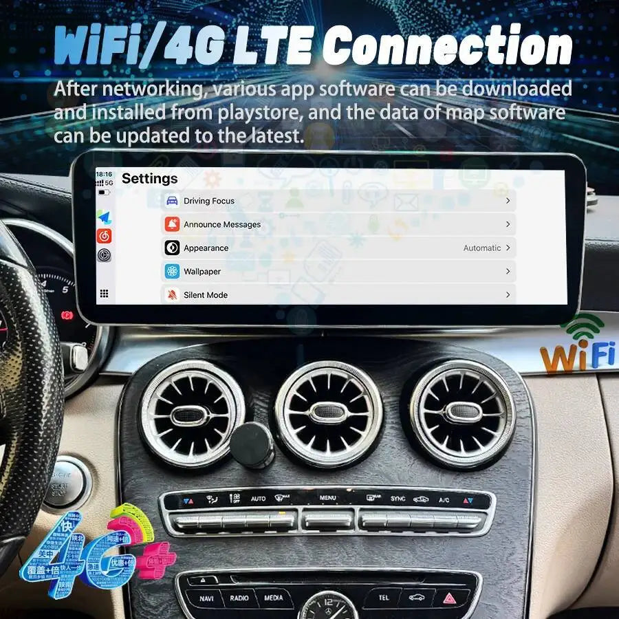 For Mercedes Benz C Class GLC 2015-2018 NTG 5.0 Car Radio 14.9" Android15 Multimedia Video | AUTOKITSHOP