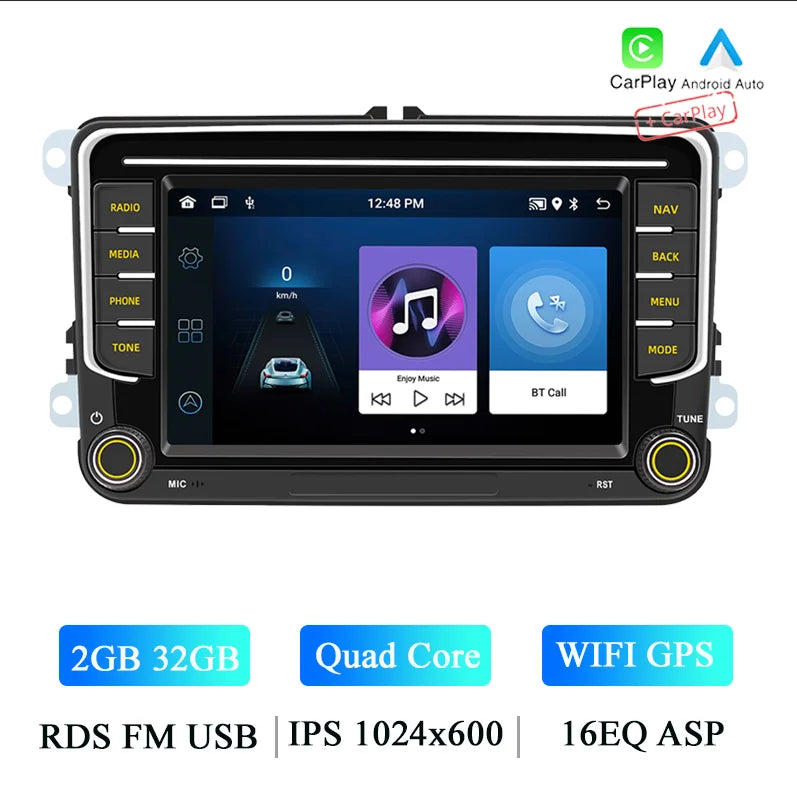 BQCC 7" Android 13 Octa Core Car Player Mirrorlink Carplay WIFI GRS For Volkswagen VW CC Passat B7 Polo Golf 5 6 Jetta mk5 mk6
