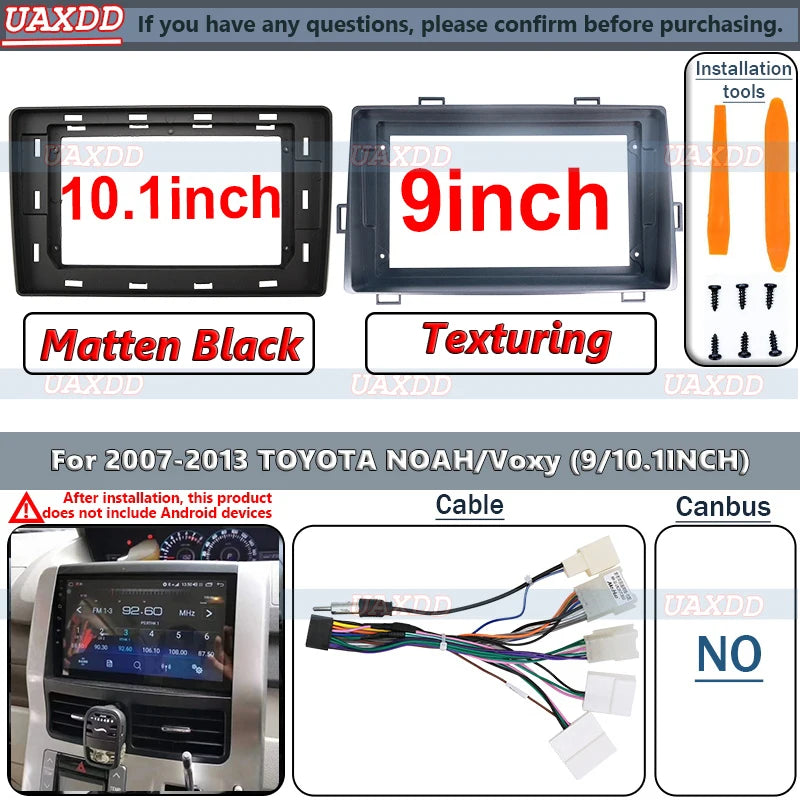 Car Android Radio Frame CD For Toyota Noah Voxy 2007-2013 10.1 9 inch 2 DIN Fascia Stereo