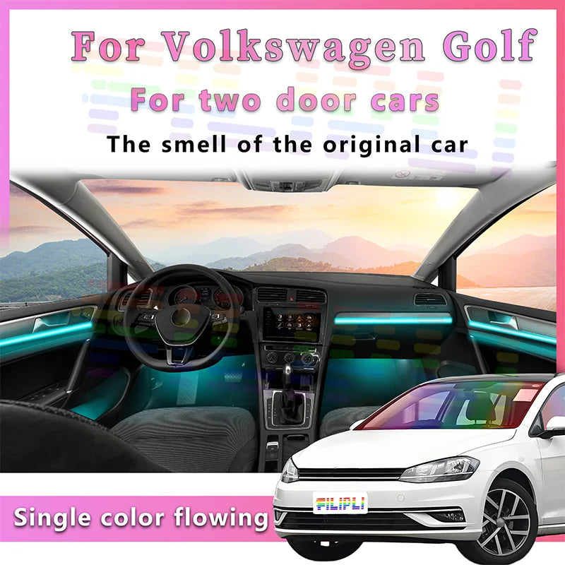 LED Interior Light Kit for VW Golf Two Doors Car Superior Invisible Acrylic Auto Interior Ambient Light RGB Mobile AP...
