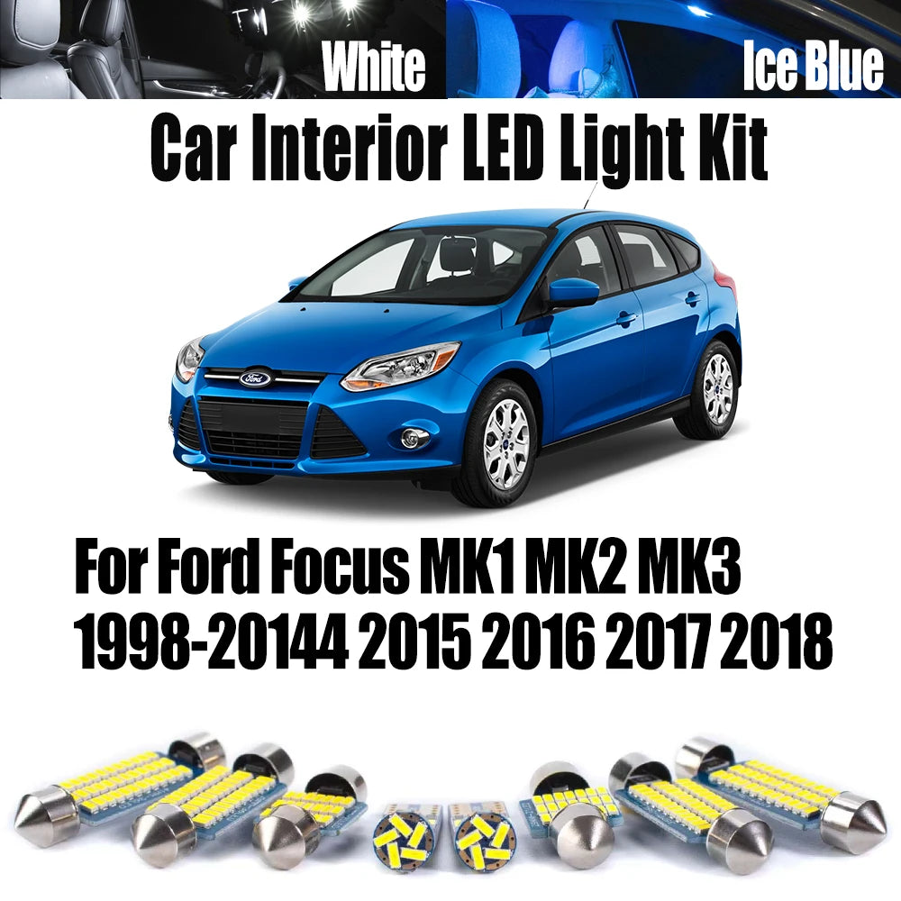 LED Interior Light Kit for Ford Focus MK1 MK2 MK3 1998- 2017 - Canbus Dome Map Door Trunk Bulbs | AUTOKITSHOP