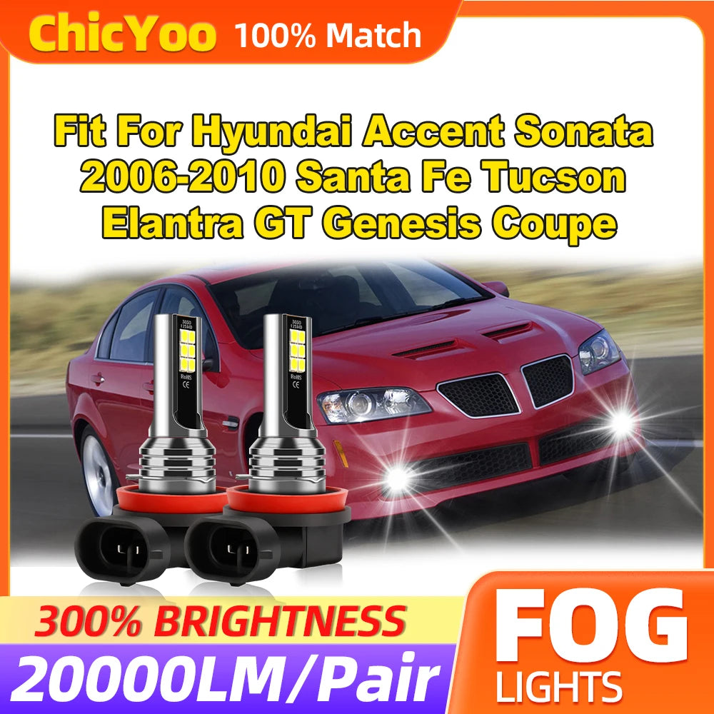 20000LM Fog Lamps 60W Auto Fog Lights 12V 6000K Fit For Hyundai Accent Sonata 2006-2010 Sa