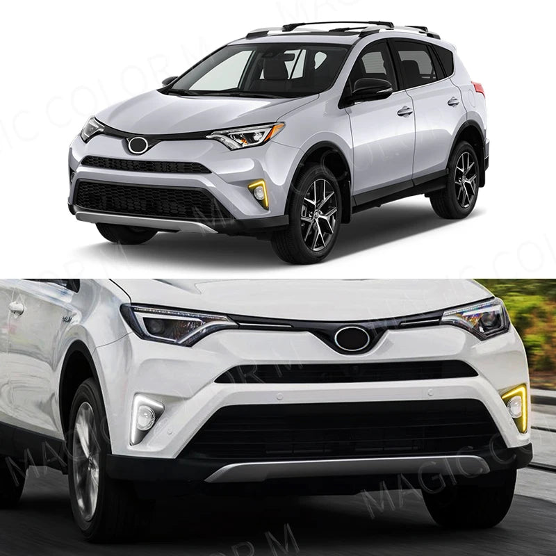 For Toyota RAV4 2016 2017 2018 DRL Daytime Running Lights Turn Signal Fog Lamp Bezel Chrom | AUTOKITSHOP