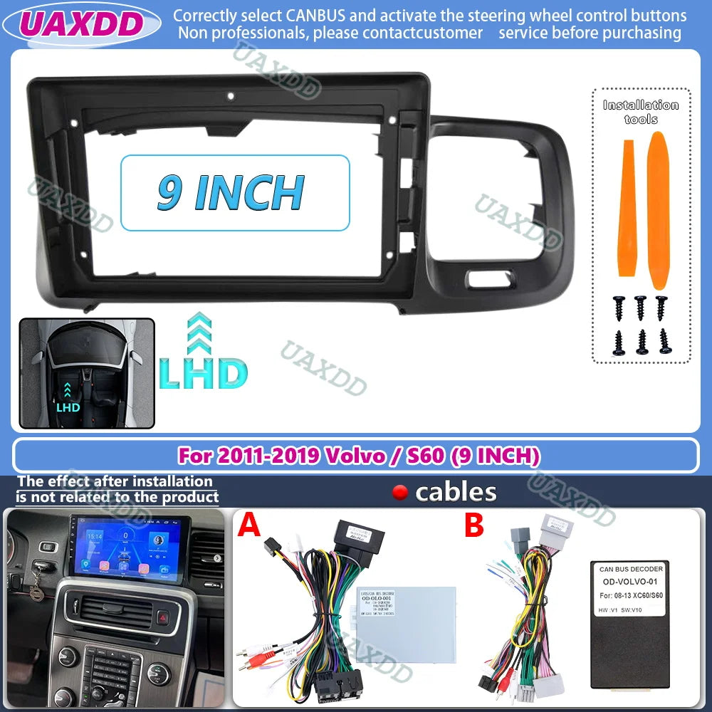 9 Inch Car Frame Fascia Adapter Android Radio Dash Fitting Panel Kit For Volvo S60 2011-20