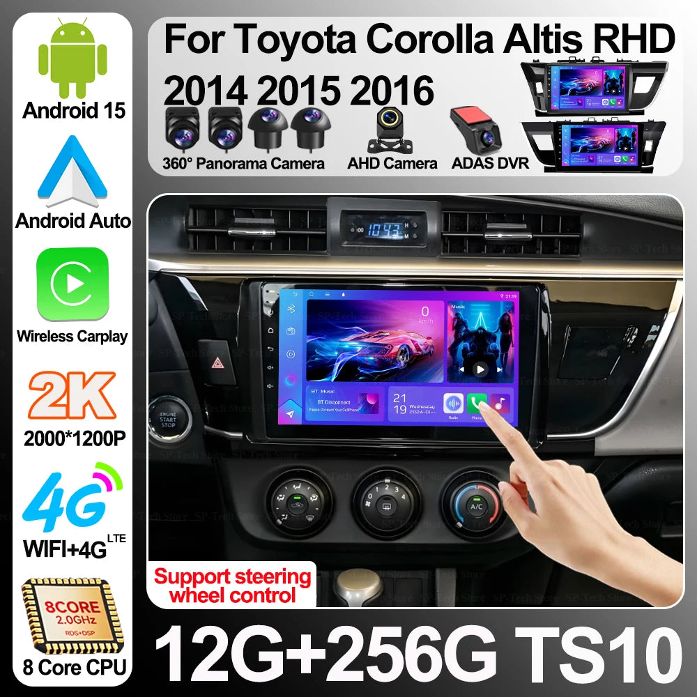 Android 16 For Toyota Corolla Altis Rhd 2014 2015 2016 Car Radio Multimedia Video Player N | AUTOKITSHOP