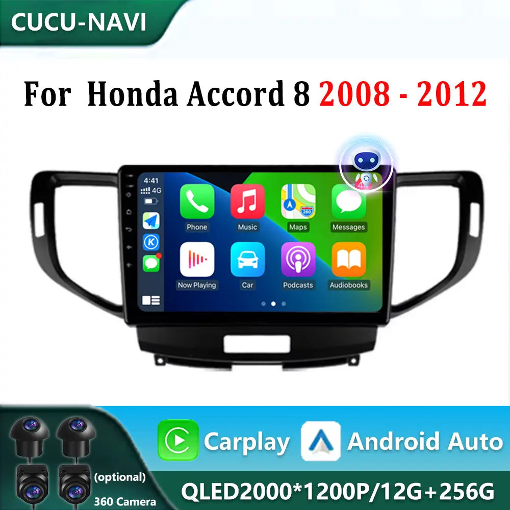 Android System Car Radio For Honda Accord 8 2008 2009 2010-2012 Multimedia Player WiFi DSP | AUTOKITSHOP