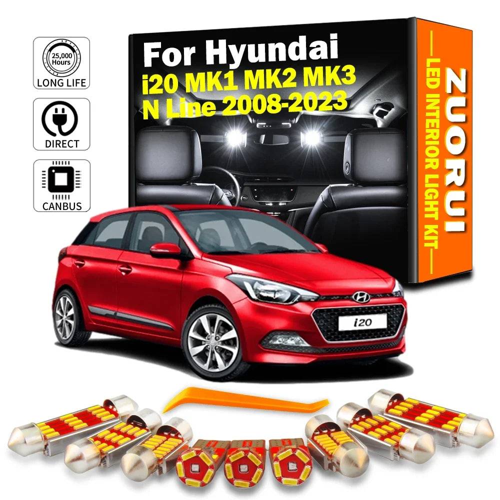 LED Interior Light Kit for Hyundai i20 MK1 MK2 MK3 N Line 2010- 2018 - Canbus Dome Map Door Trunk Bulbs | AUTOKITSHOP