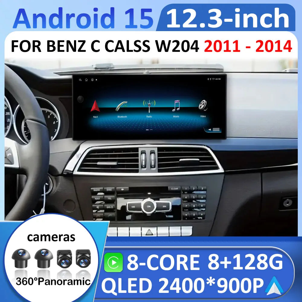 Android 15 Bluetooth FOR BENZ C CALSS W204 2011 2012 2013 2014 Wireless Carplay Smart Syst | AUTOKITSHOP