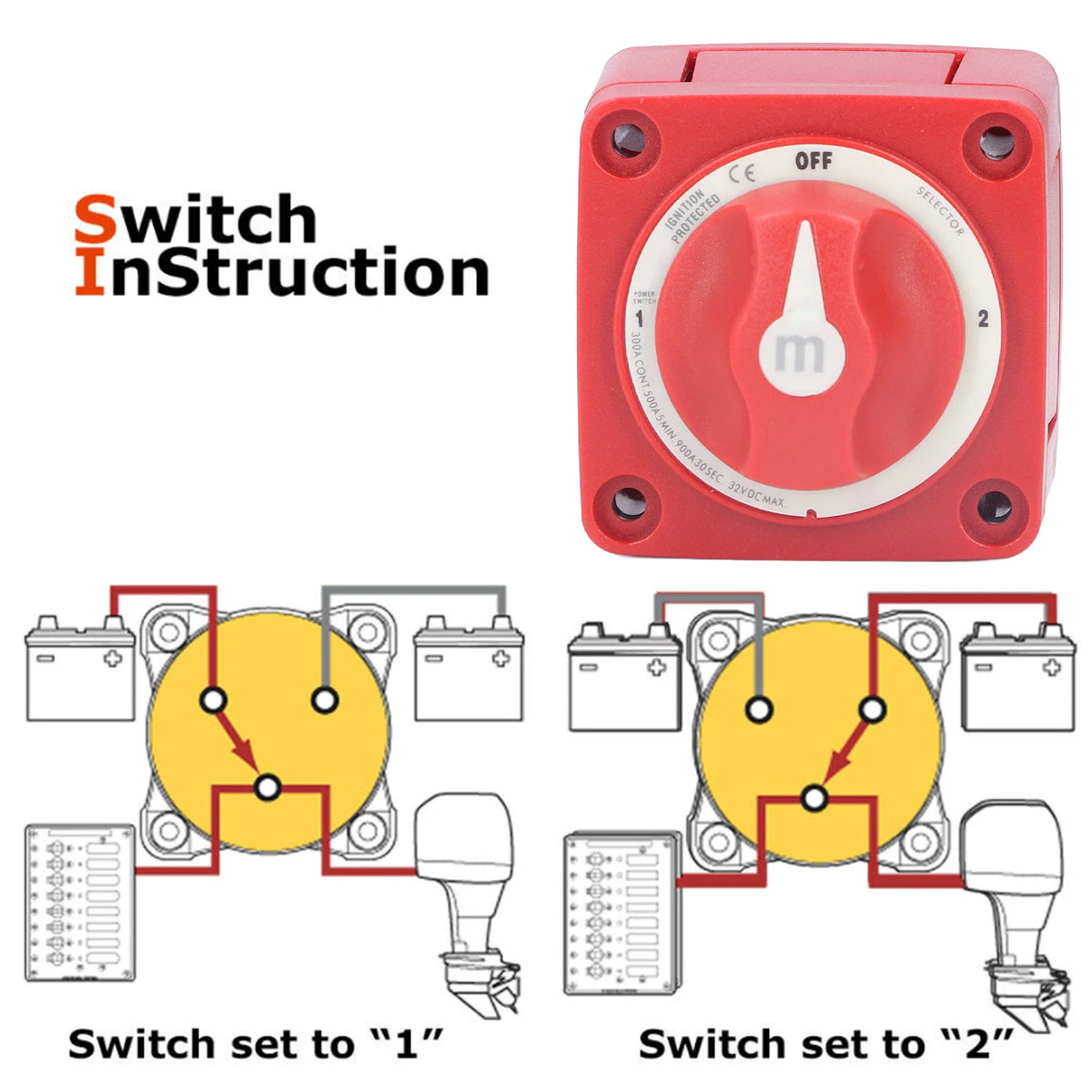 3 Position Battery Switch Dual Circuit Power Disconnect Cut Off Isolator Rotary Switch Cut for M - Automotive LED Light