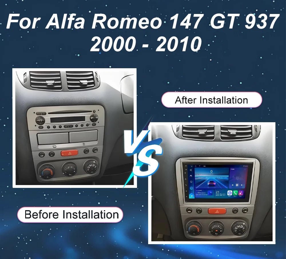 Android Auto Carplay Car Radio For Alfa Romeo 147 GT 937 2000-2010 Auto Multimedia Head un