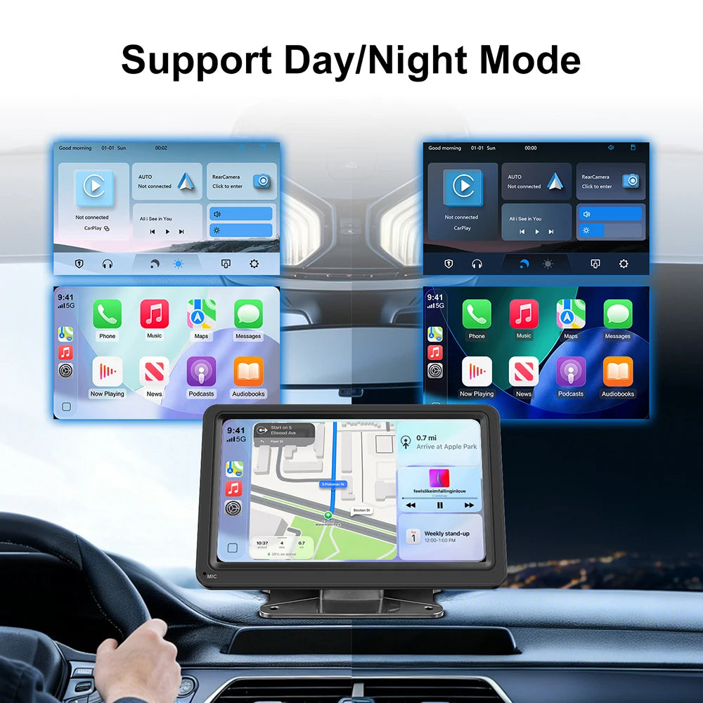 7 inch touchscreen portable CarPlay Screen with wireless CarPlay Android Auto Mirror Link | AUTOKITSHOP