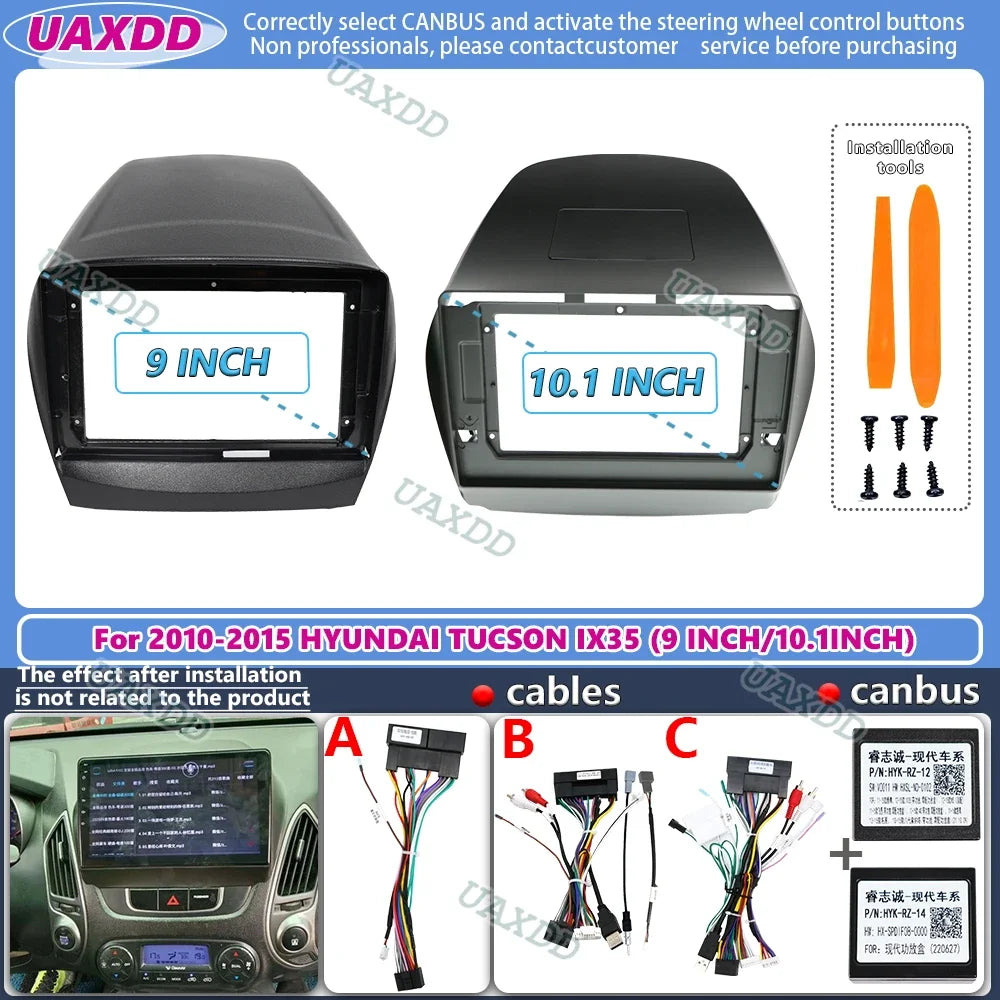 9 10.1 Inch For HYUNDAI TUCSON IX35 2010-2015 Car Radio Android MP5 Player Panel Casing Fr