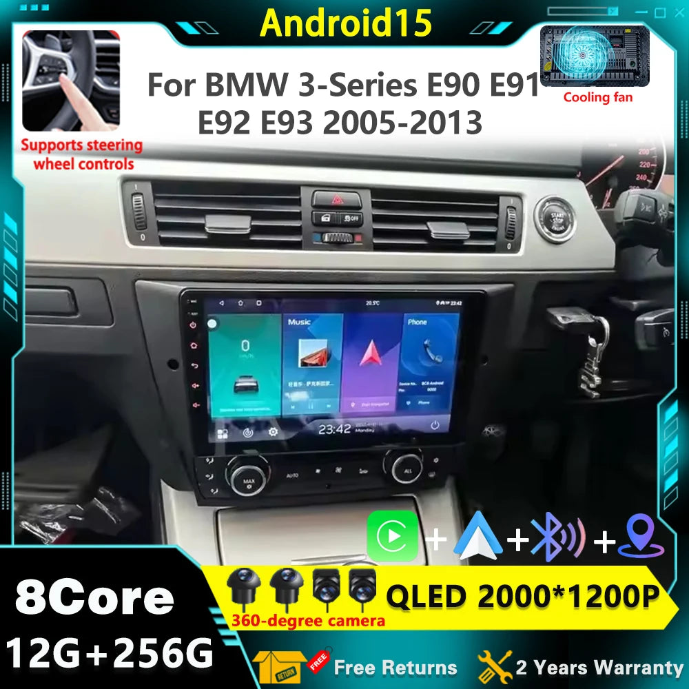 Android 15 For BMW 3-Series E90 E91 E92 E93 2005-2013 Car Radio Multimedia Player Stereo N