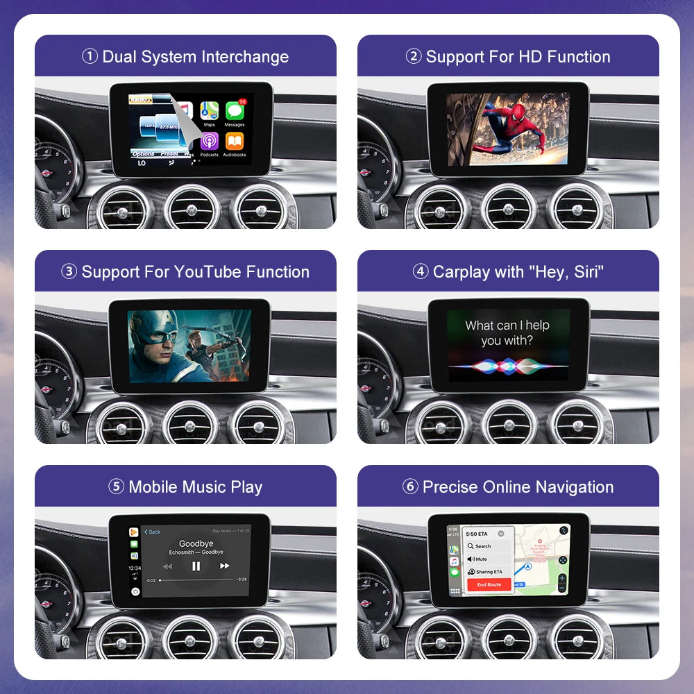 Road Top Wireless Carplay for Mercedes Benz GLC CLA GLA C Class W205 NTG5.0 2015-2018 Supp | AUTOKITSHOP