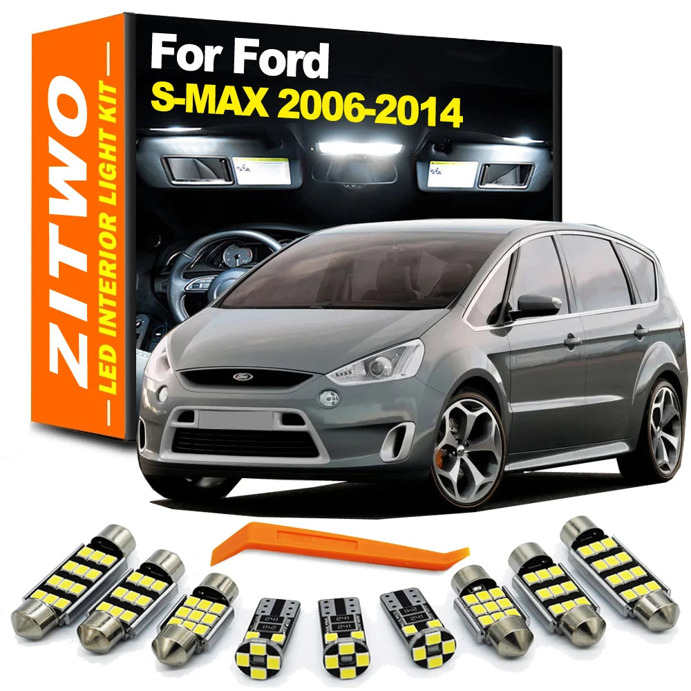 LED Car Bulbs Interior Indoor Dome Map Vanity Mirror Light Kit For Ford S-MAX SMAX 2006 2007 2008 2009 2010 2011 2012 2013 2014