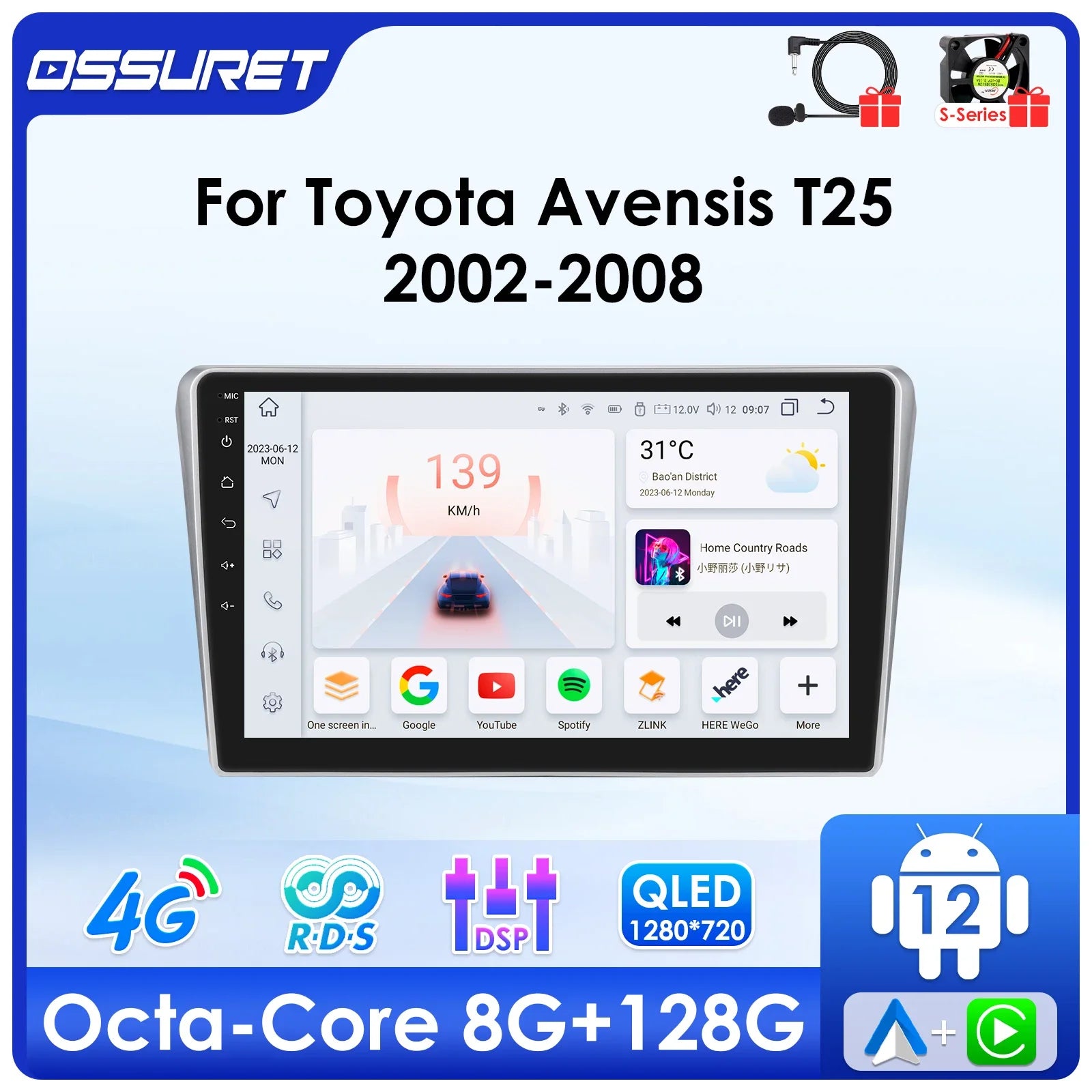 4G Carplay Android Auto Car radio For Toyota Avensis T25 2002-2008 car intelligent systems