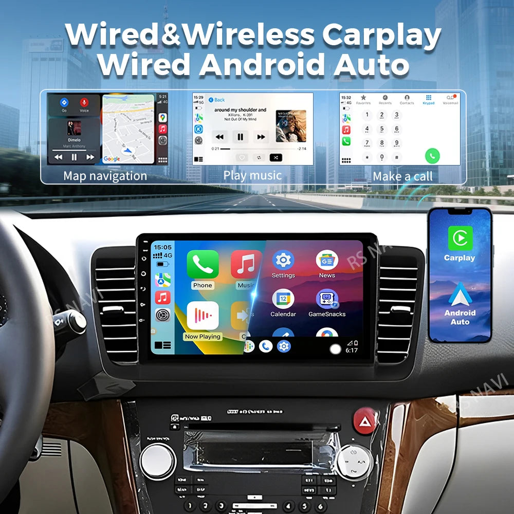 Android 16 For Subaru Legacy 4 Outback 3 2003 - 2009 RHD 2K QLED Stereo Car Radio Multimed