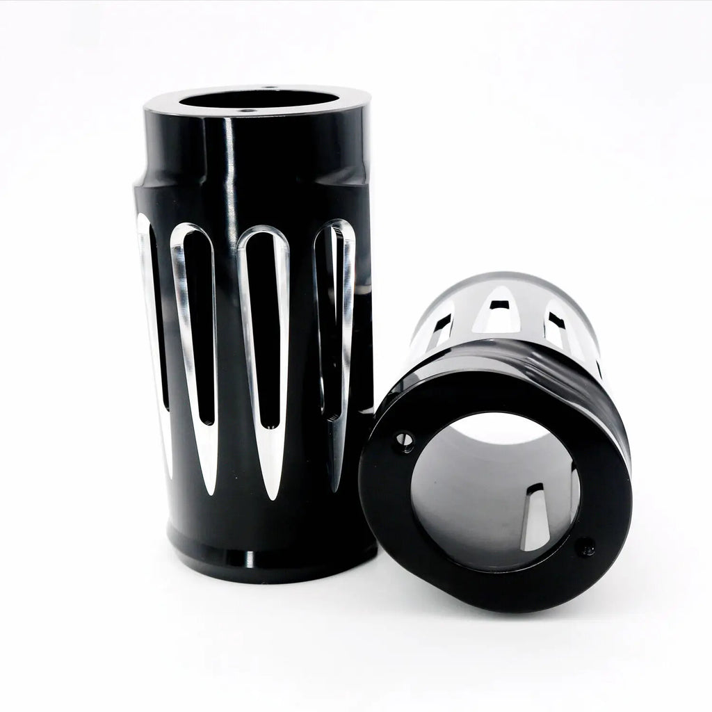 Motorcycle Black CNC Aluminum Cut Fork Boot Slider Cover For Harley Touring Electra Street Road  - Automotive LED Light