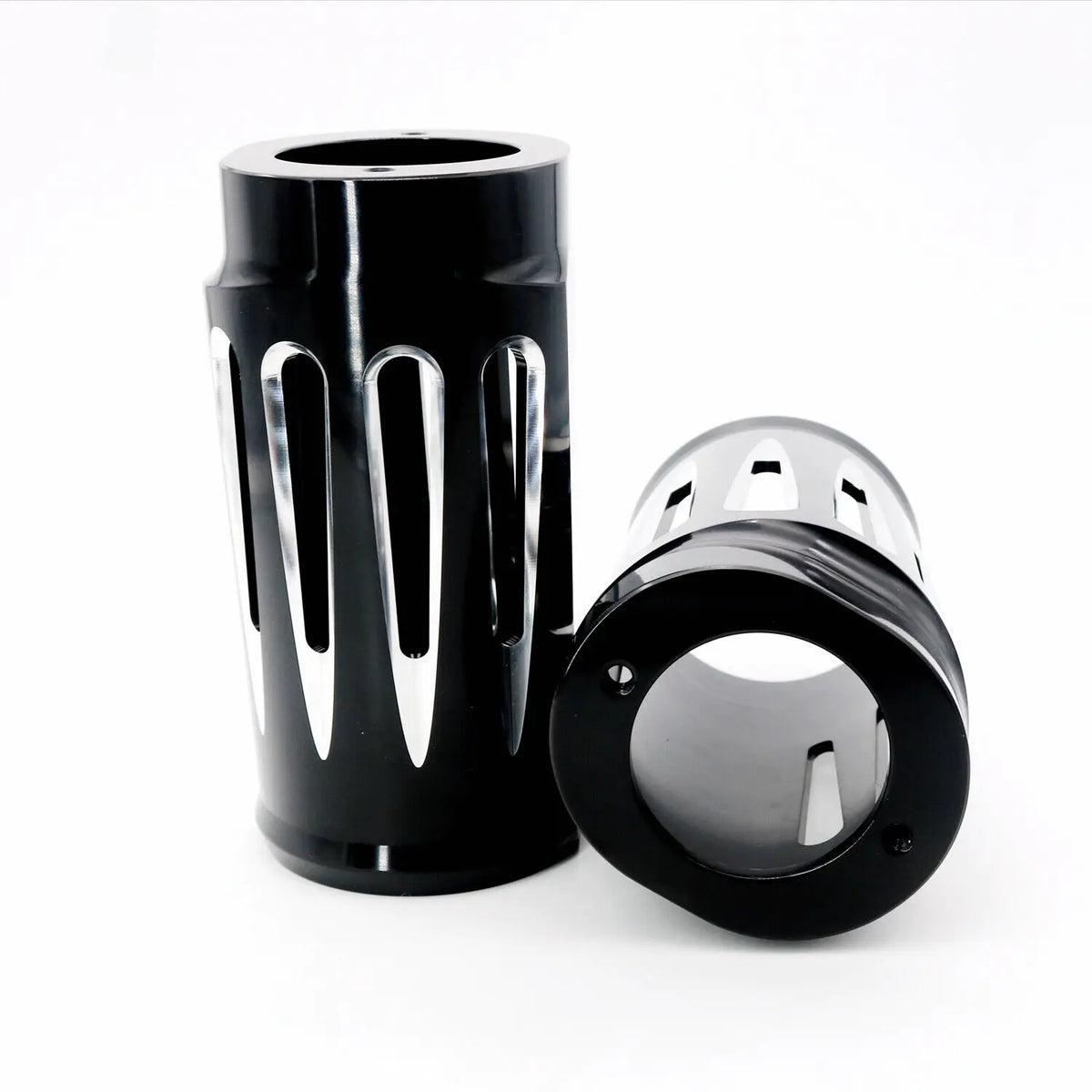 Motorcycle Black CNC Aluminum Cut Fork Boot Slider Cover For Harley Touring Electra Street Road  - Automotive LED Light