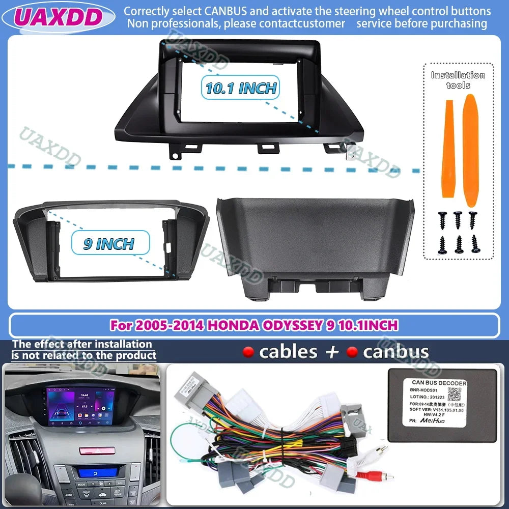 For 2005-2014 HONDA ODYSSEY 9 10.1INCH 2 Din Car Android frame Kit panel Center fascia cab