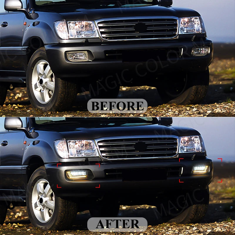 LED Fog Lights For Toyota Land Cruiser 100 LC100 UZJ100 FZJ10 1998-2008 Car DRL Turn Signa | AUTOKITSHOP