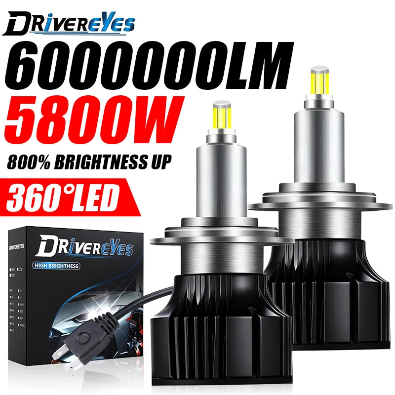 5800W H7 LED Car Headlight Bulb Canbus 3D 360 6000000LM H11 H8 H9 Fog Lights 9006 HB4 9005