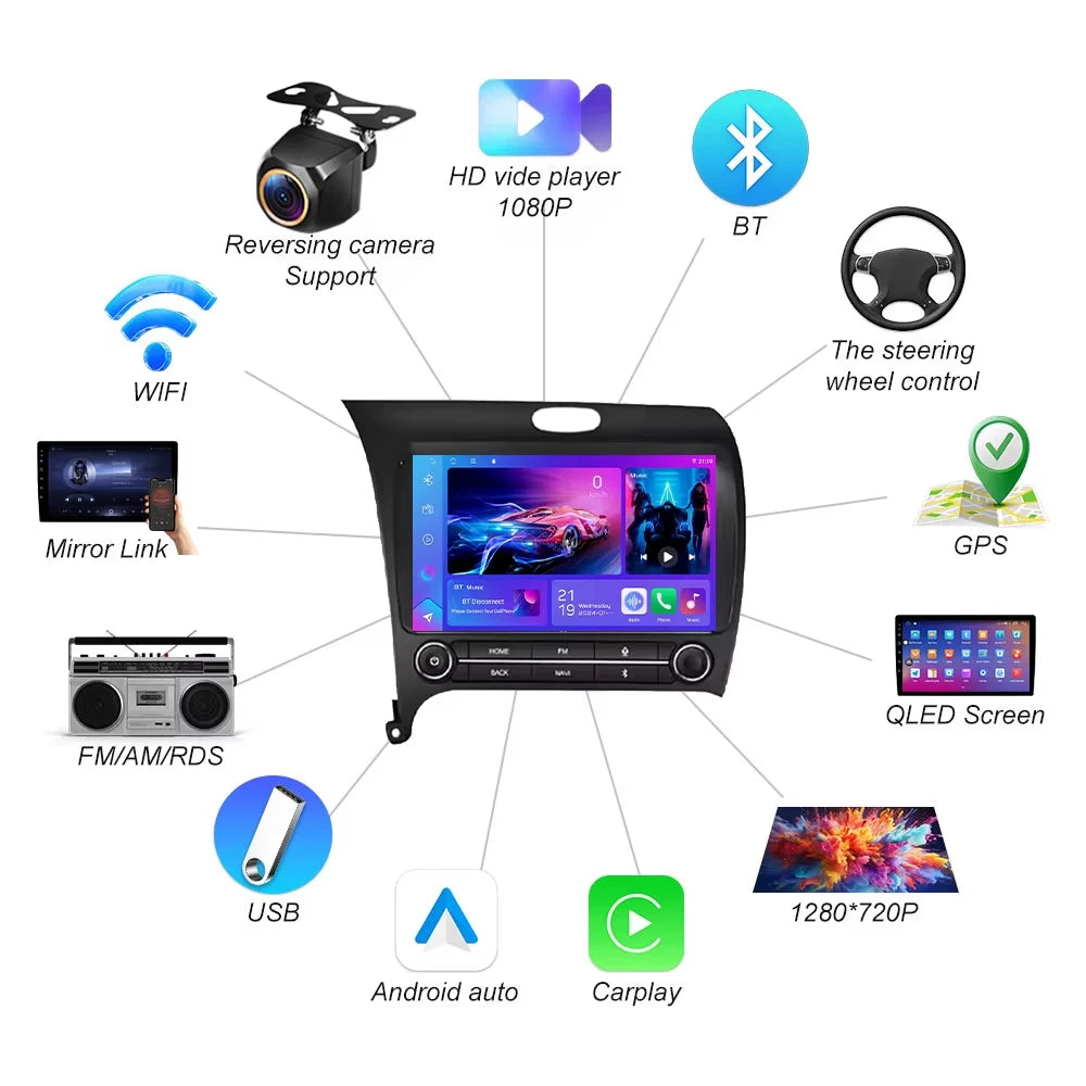 Android 16 For Kia Cerato 3 K3 Forte 2013 2014 2015 2016 2017 2018 Car Auto Radio Multimed | AUTOKITSHOP