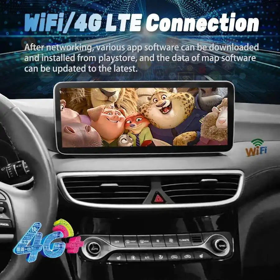 GPS Navi Android 14 NaviRider 12.3'' Blu-ray Screen Car Music Stereo For HYUNDAI TUCSON IX