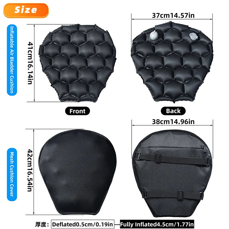 Motorcycle Gel Seat Cushion Motorcycle Seat Cushion 3D Honeycomb Anti-slip Moto Pressure Relief  - Automotive LED Light