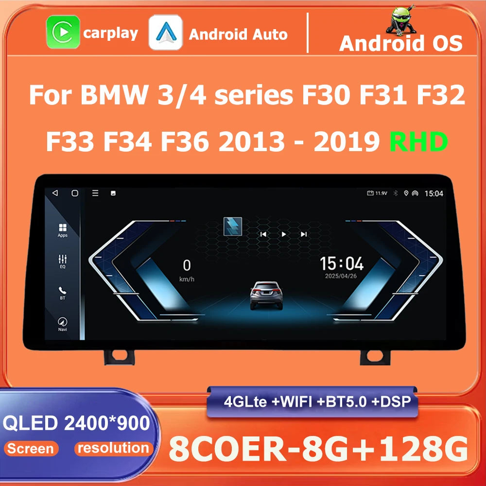 RHD For BMW 3/4 series F30 F31 F32 F33 F34 F36 2013 - 2019 Android 16 CarPlay Car Audio Mu
