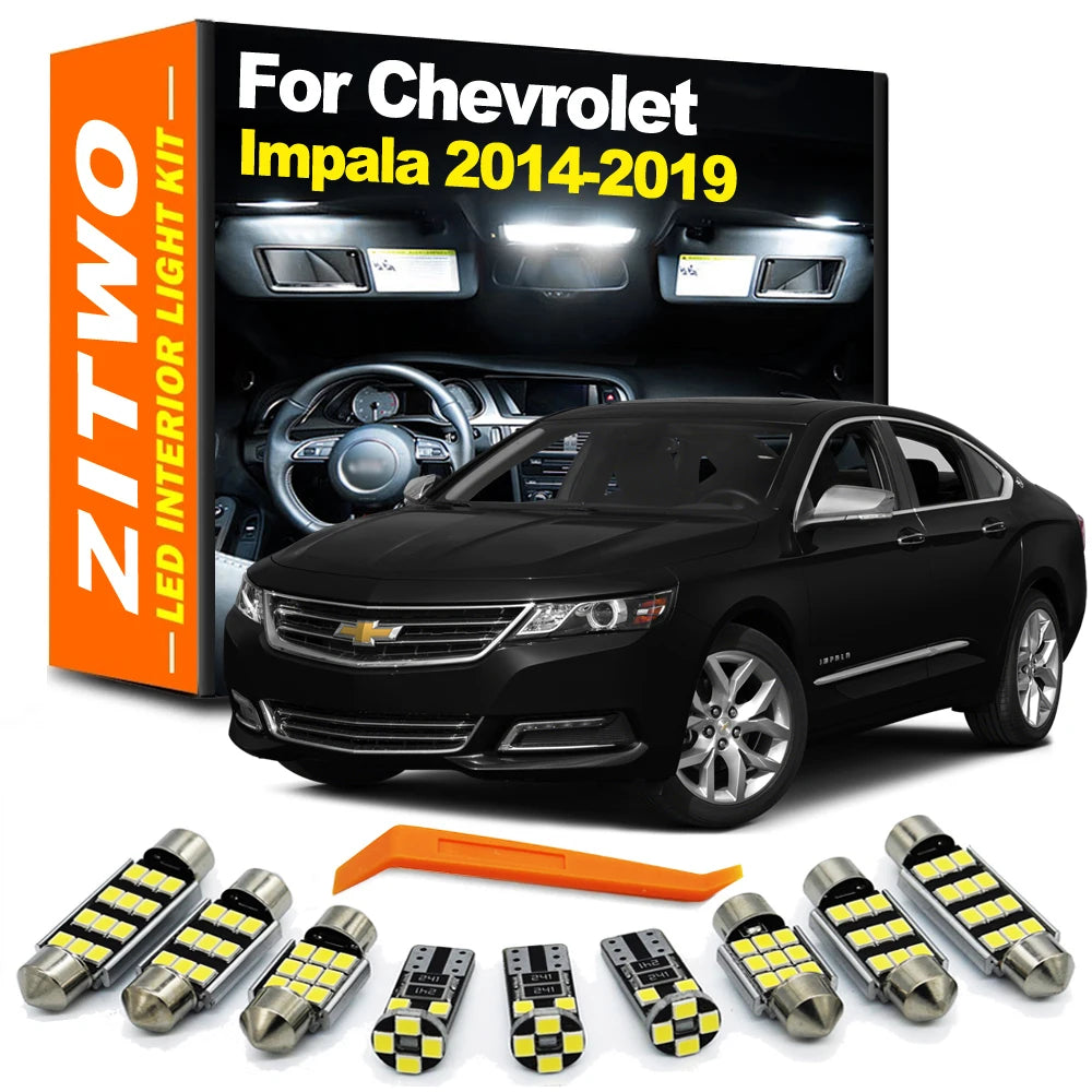 ZITWO 8Pcs LED Interior Trunk Glove Box Light Vanity Mirror Lamp Kit For Chevrolet Chevy Impala 2014 2015 2016 2017 2018 2019