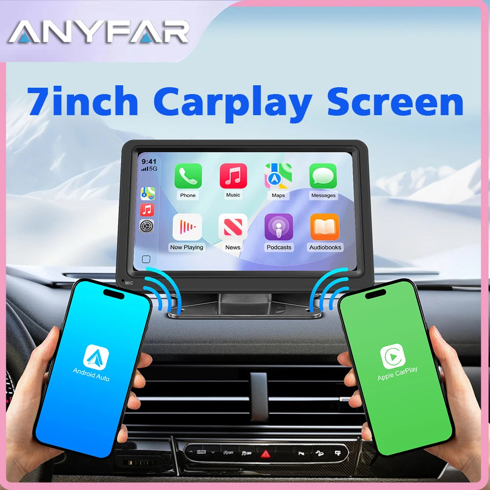 Wireless CarPlay Screen for Car 7" Portable Stereo Touch screen CarPlay & Android Auto Scr