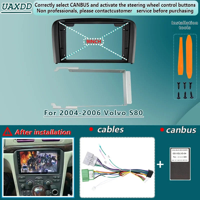 For 2004-2006 Volvo S80 Black 9 Inch Car CD DVD Radio Android Stereo Screens Accessories N