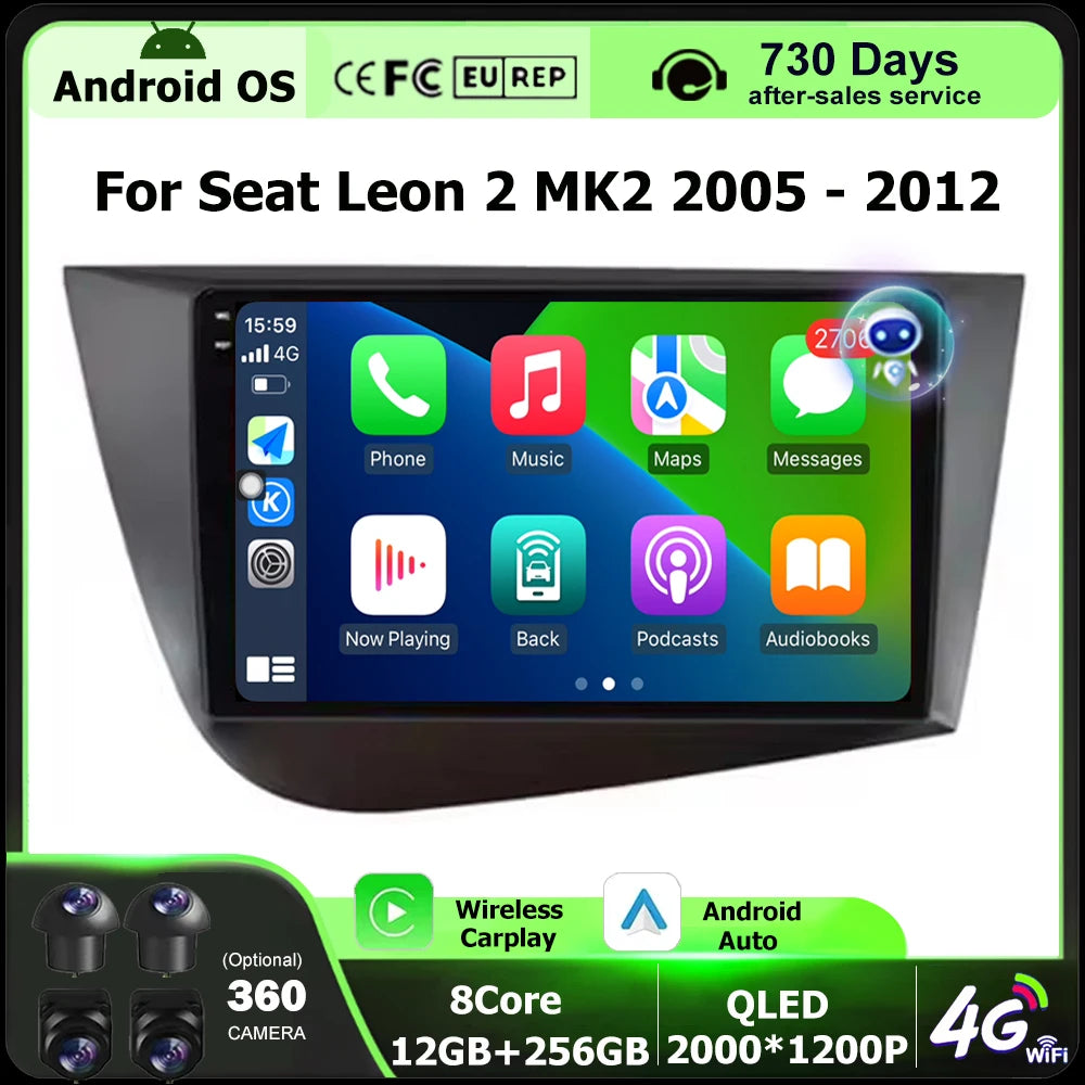 Car Radio Multimedia Video Player GPS Navigation Tools For Seat Leon 2 MK2 2005 - 2012 RHD