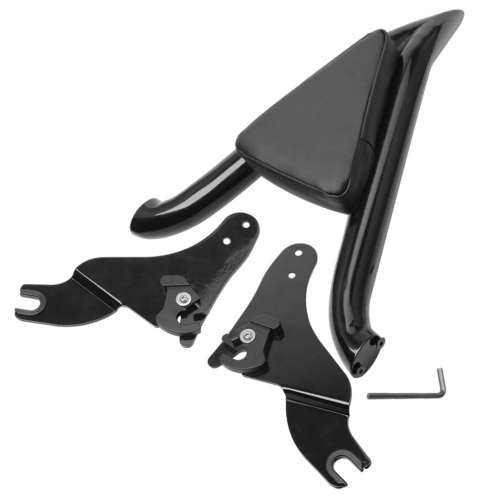 Black Detachable Rear Passenger Sissy Bar Backrest Comfort Support For Harley Touring Road King  - Automotive LED Light