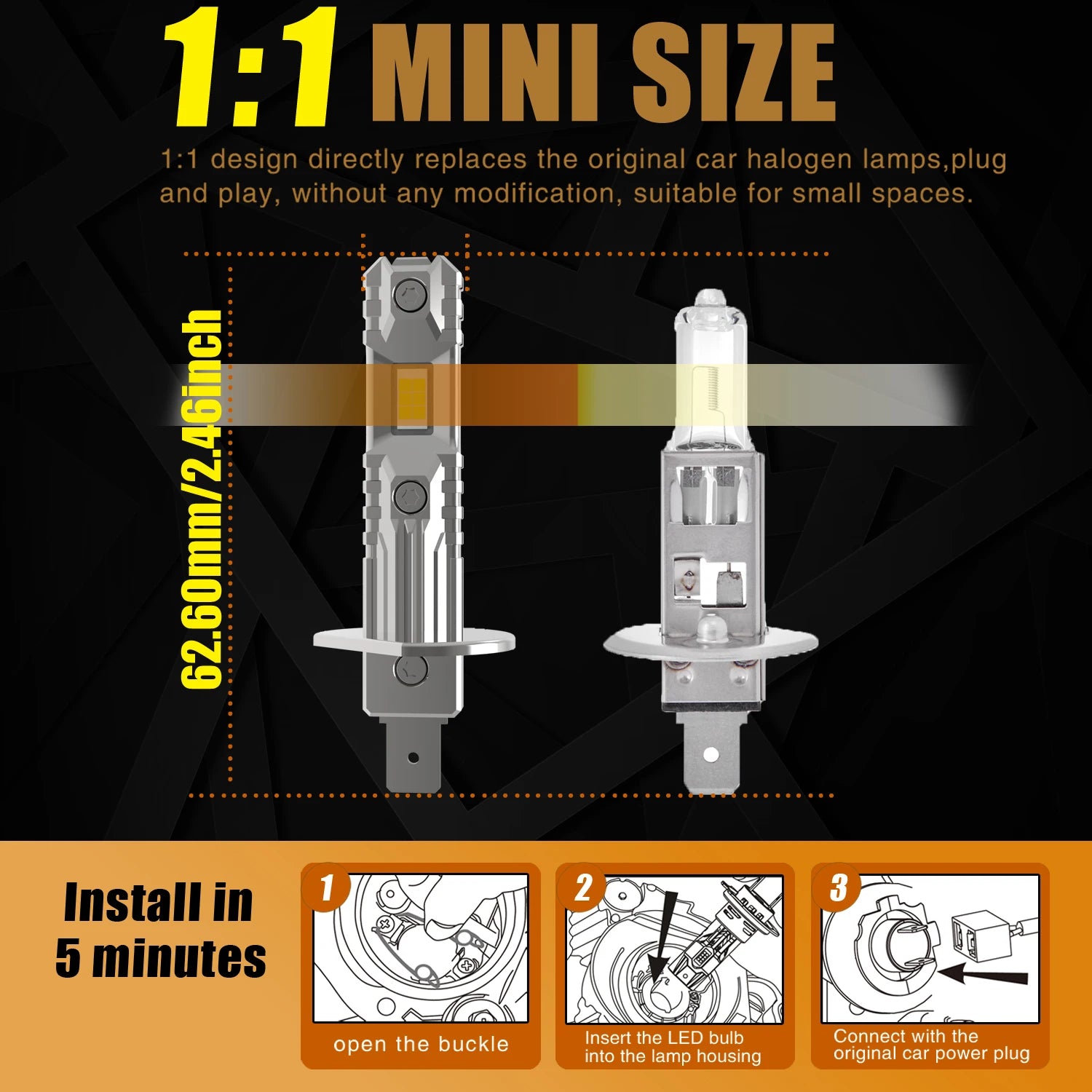 H1 Led Light Canbus Bulb Car Headlight High Power Auto Fog Diode Moto Driving Running Lamp