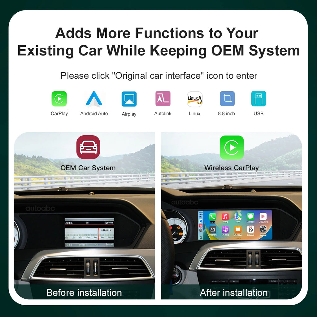 8.8"Screen For Mercedes Benz W204 C Class 2011-2015 Android Auto Wireless Carplay Car Mult | AUTOKITSHOP