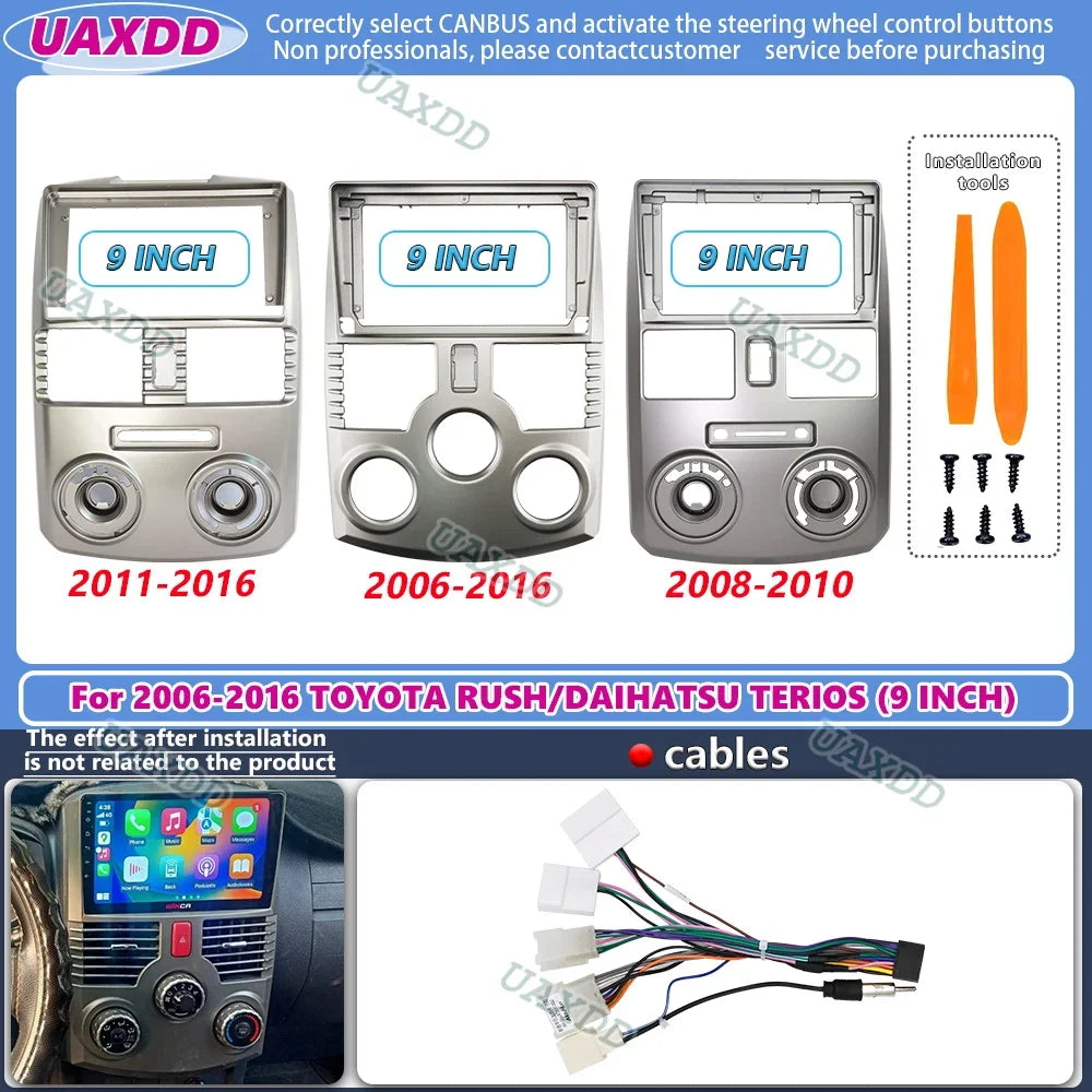 For 2006-2016 TOYOTA RUSH DAIHATSU TERIOS 9INCH 2 Din Car Android frame Kit panel Center f