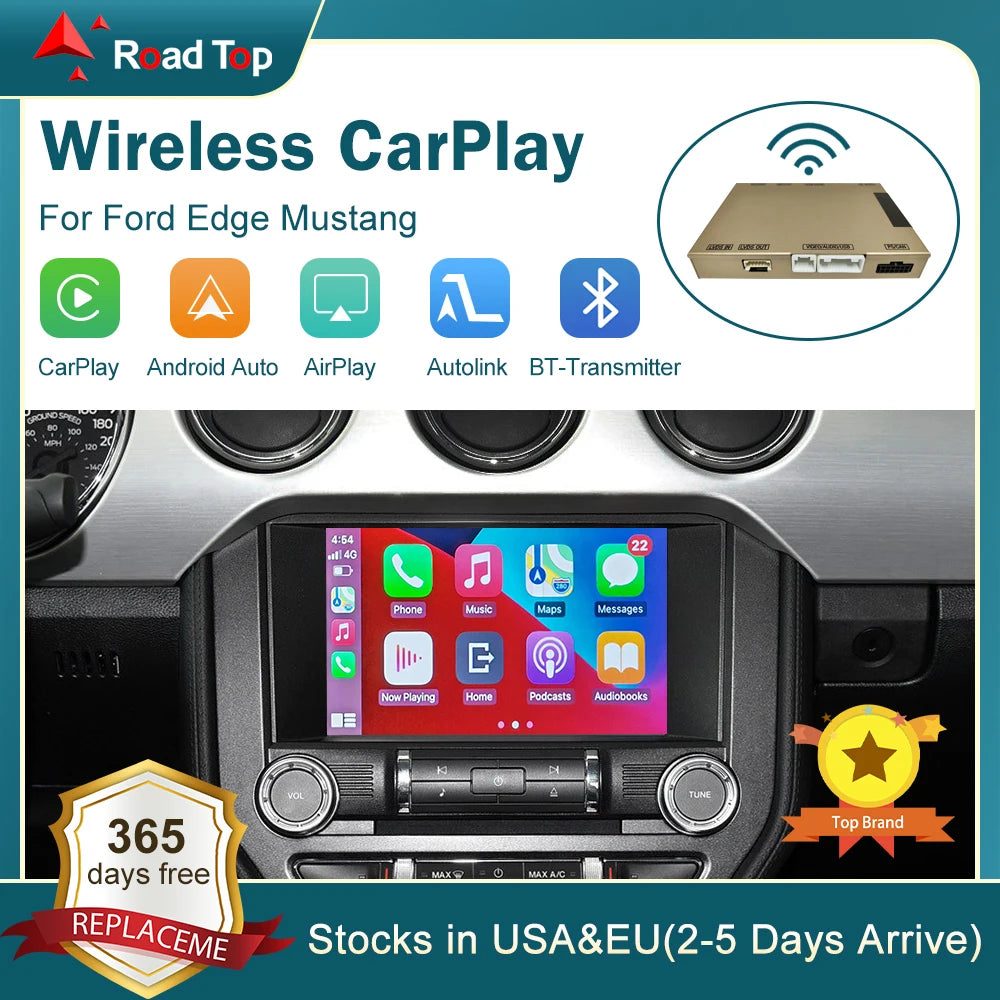 Wireless CarPlay for Ford Edge Mustang with Android Auto Interface Mirror Link AirPlay Car