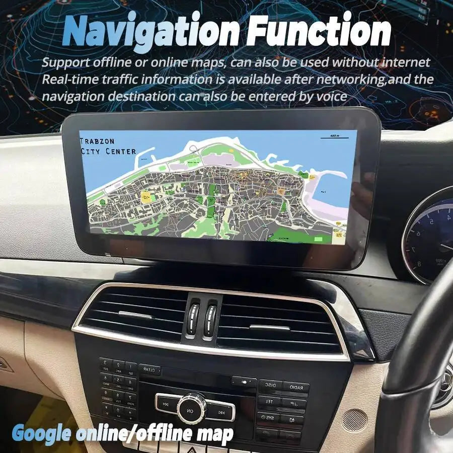 Carplay Screen Stereo Navi Car Radio For Mercedes Benz C Class W204 2011-2014 CarPlay BT A