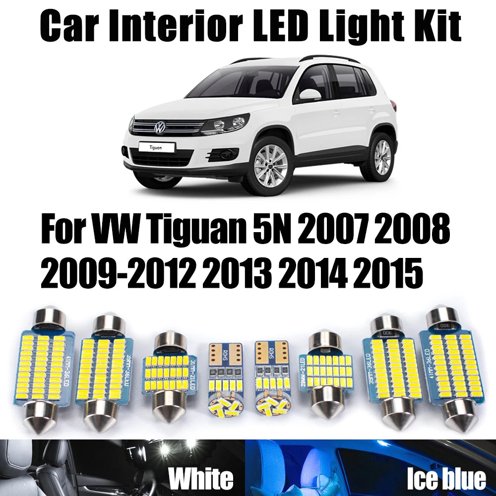 14-Piece LED Interior Light Kit for VW Tiguan 5N 2007-2012 - Canbus Dome Map Door Trunk Bulbs | AUTOKITSHOP