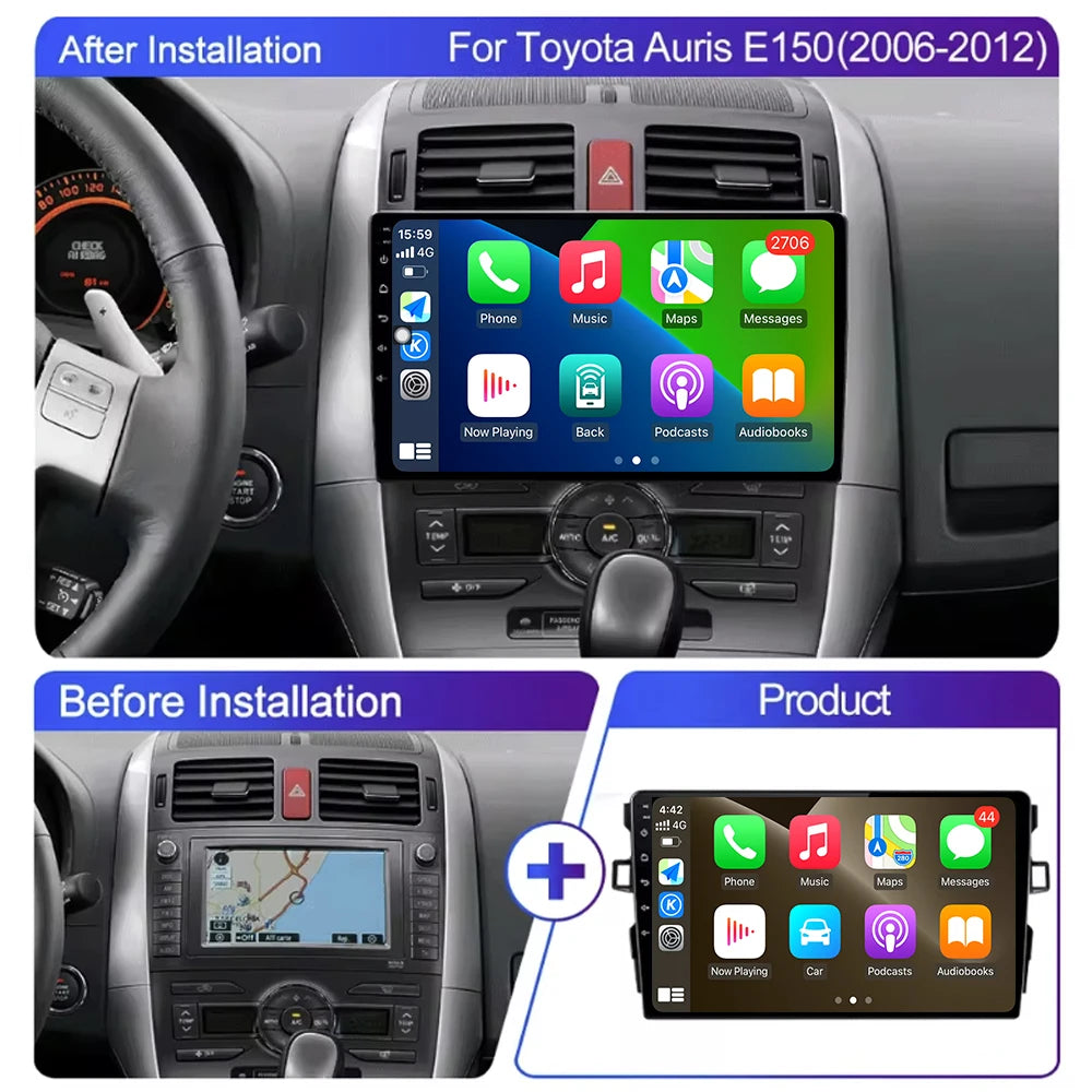For Toyota Auris E150 2006-2012 Wireless Carplay Car Radio GPS Navigation Multimedia Video