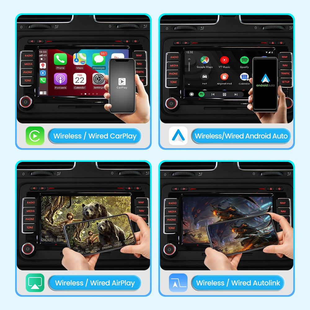 Wireless CarPlay Android Auto Interface for Volkswagen Tiguan Passat Phaeton RNS510 Series - Mirror Link Airplay Support
