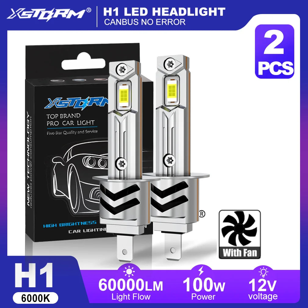 XSTORM H1 LED Lights Bulbs Canbus 60000LM 100w H3 H7 LED Headlight With Fan H1 Turbo Lamps