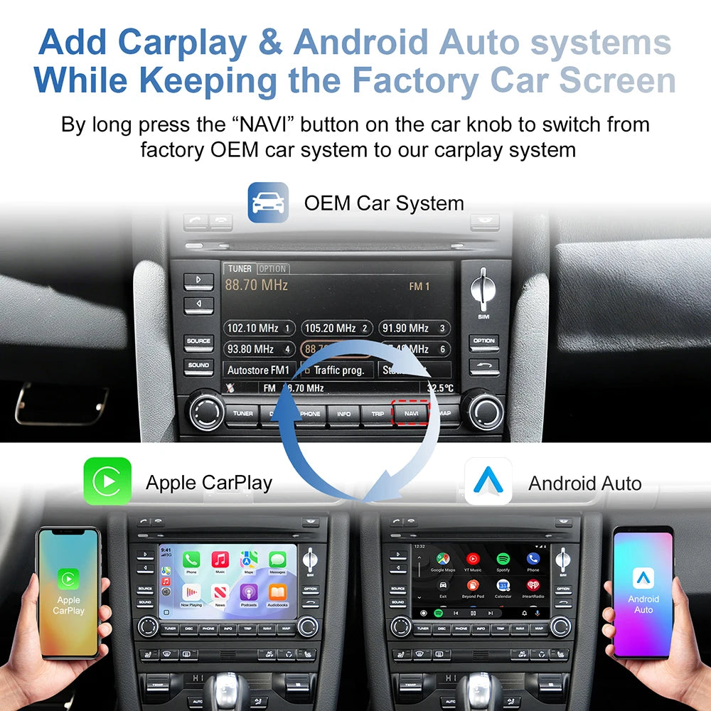 Wireless Carplay Android auto Module For Porsche PCM3.0 Panamera Cayenne Cayman Boxster 91 | AUTOKITSHOP