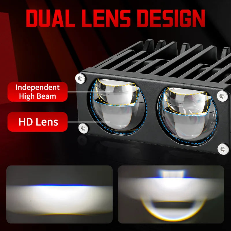 Car Headlights LED Grille Spotlight Projector Len Light 6000K 12V Super Bright Auxiliary S