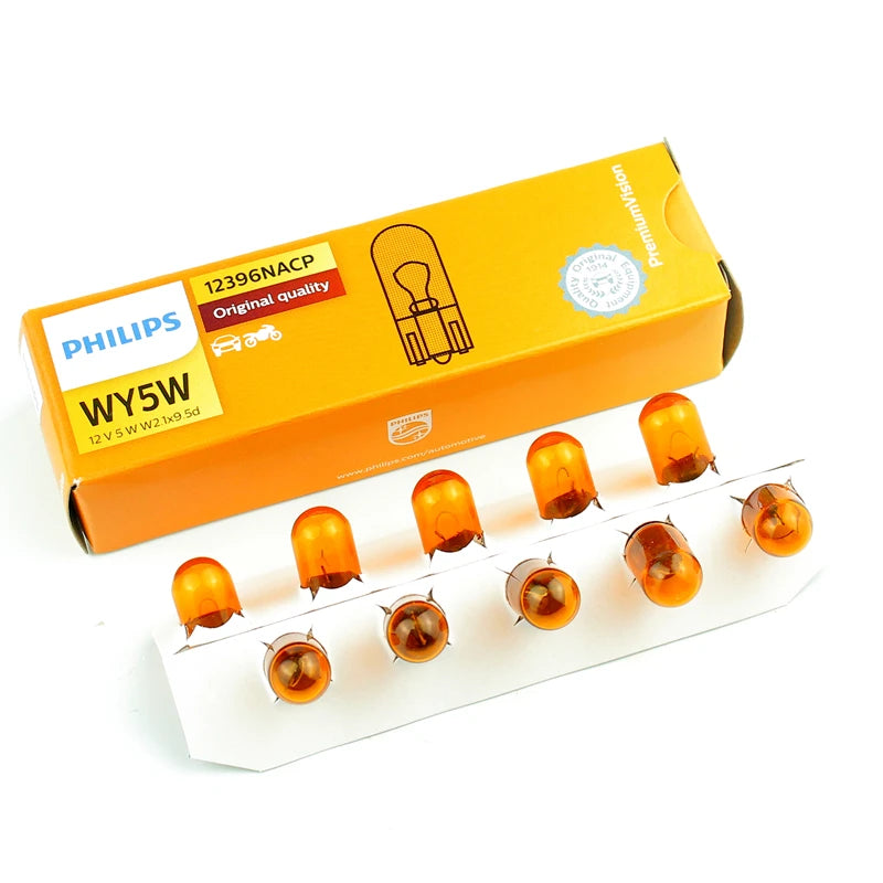 Philips WY5W T10 12V 5W Amber Color Standard Turn Signal Lamps Standard Indlcator 12396NAC